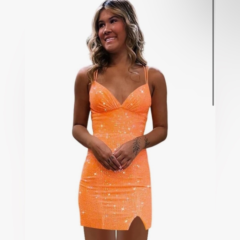 Orange homecoming mini dress